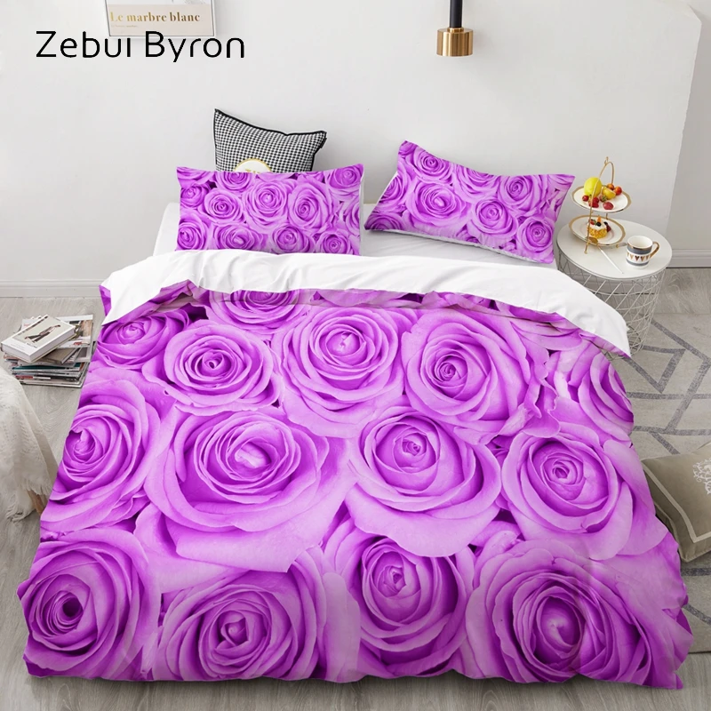 3D Bedding Set AU Custom/Europe,Duvet Cover Set USA Queen/King,Quilt/Blanket Cover Set,Bedclothes Rose Flower,drop ship