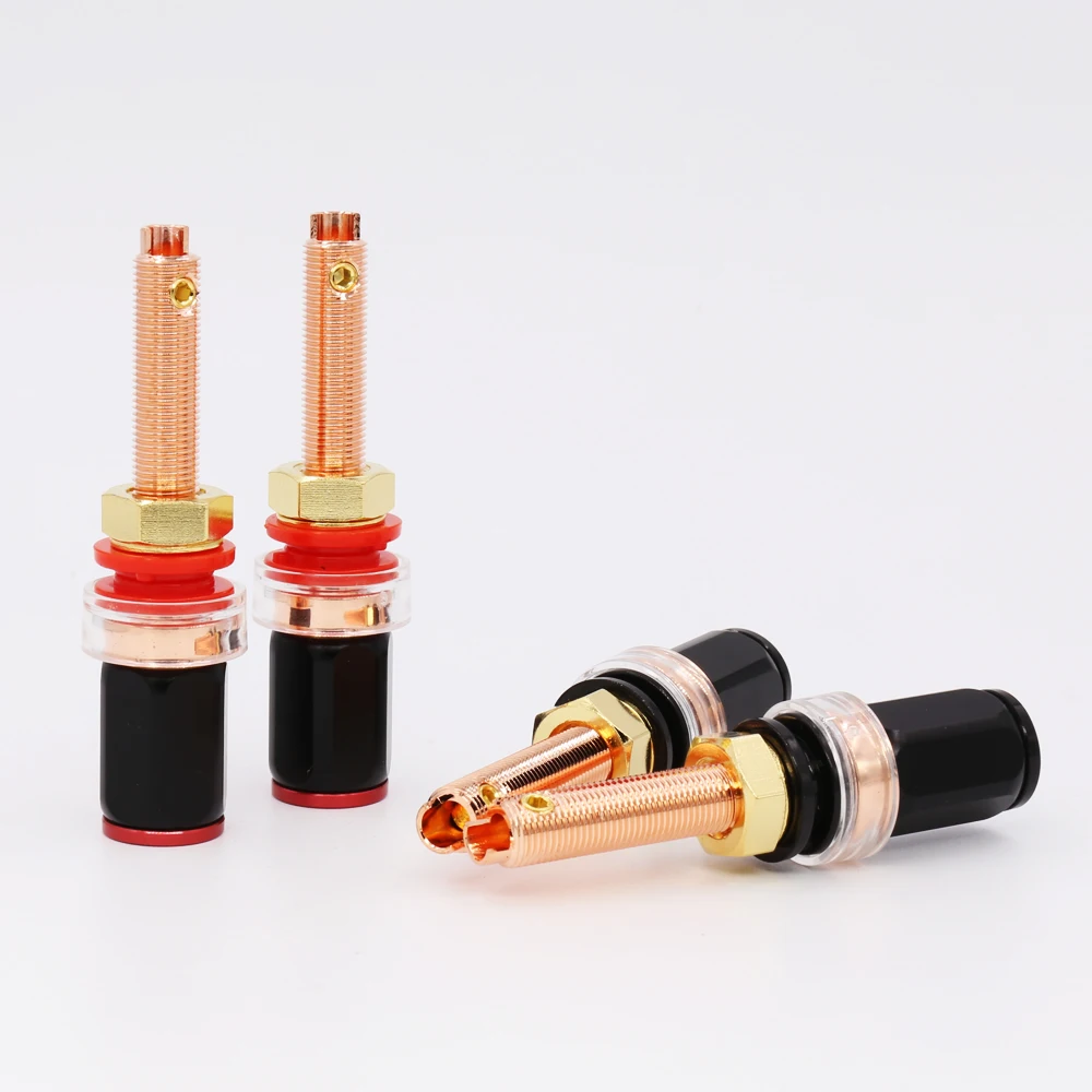 

Free shipping 4pcs FP-803 style Red Copper Plated Speaker Terminal Binding Post Socket