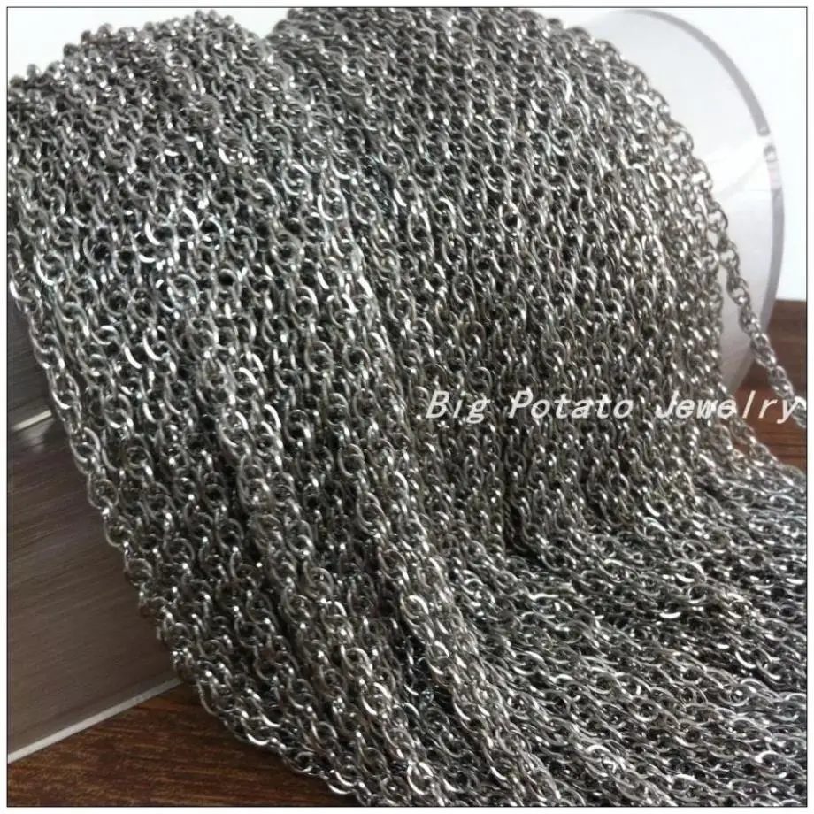 5/10M 3mm Width Wholesale Fashion DIY Jewelry 316L Stainless Steel Accessory Silver Color Chain Finding For Pendant,High Quality