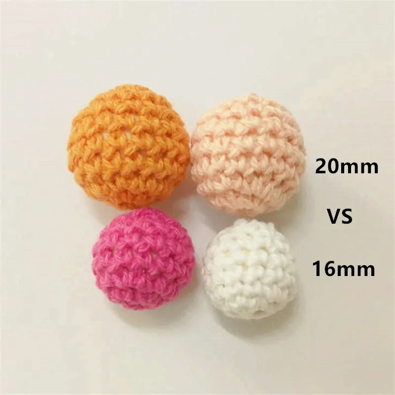 Chengkai 50pcs 20mm Round Knitting Cotton Crochet Wooden Beads Balls for DIY decoration baby teether jewelry necklace Toy