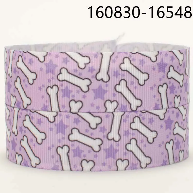 NEW arrivals 50 yards purple bone patter printed grosgrain cartoon ribbon