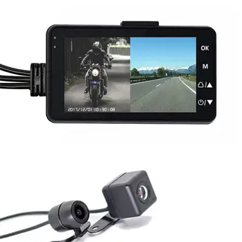 3 inch 1080P HD motorcycle driving recorder DVR waterproof dual mirror VGA format motorcycle driving camera black recorder box