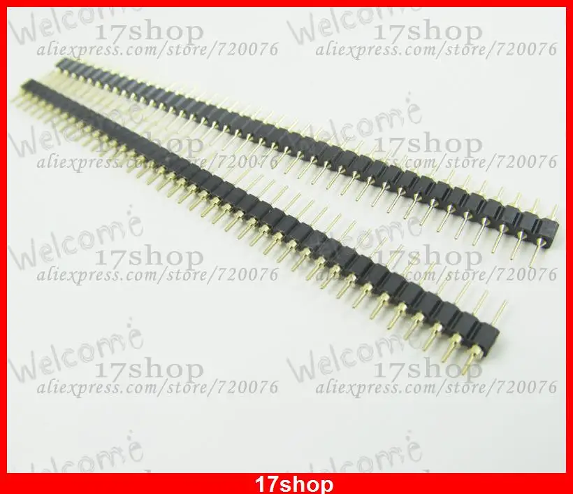 100pcs Gold Round 40pin Male single row 0.1inch 2.54mm pitch PCB Panel Pin Header