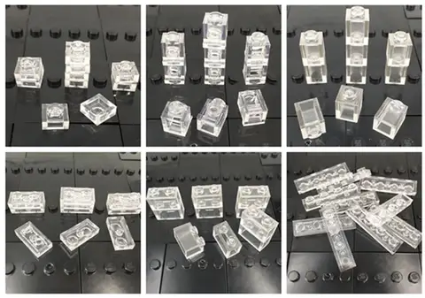 50pcs/lot MOC Bricks Transparent Clear Plate Block 1x1 1x2 1x4 1x6 02426 4070 Educational Building Blocks Kids Toys