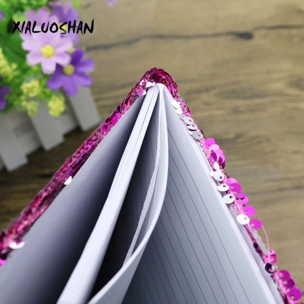 1 Pc Little Girl Modeling New Brand Double-sided Sequins Notebook Creative Sparkling Notebook Student Supplies Writing Tools