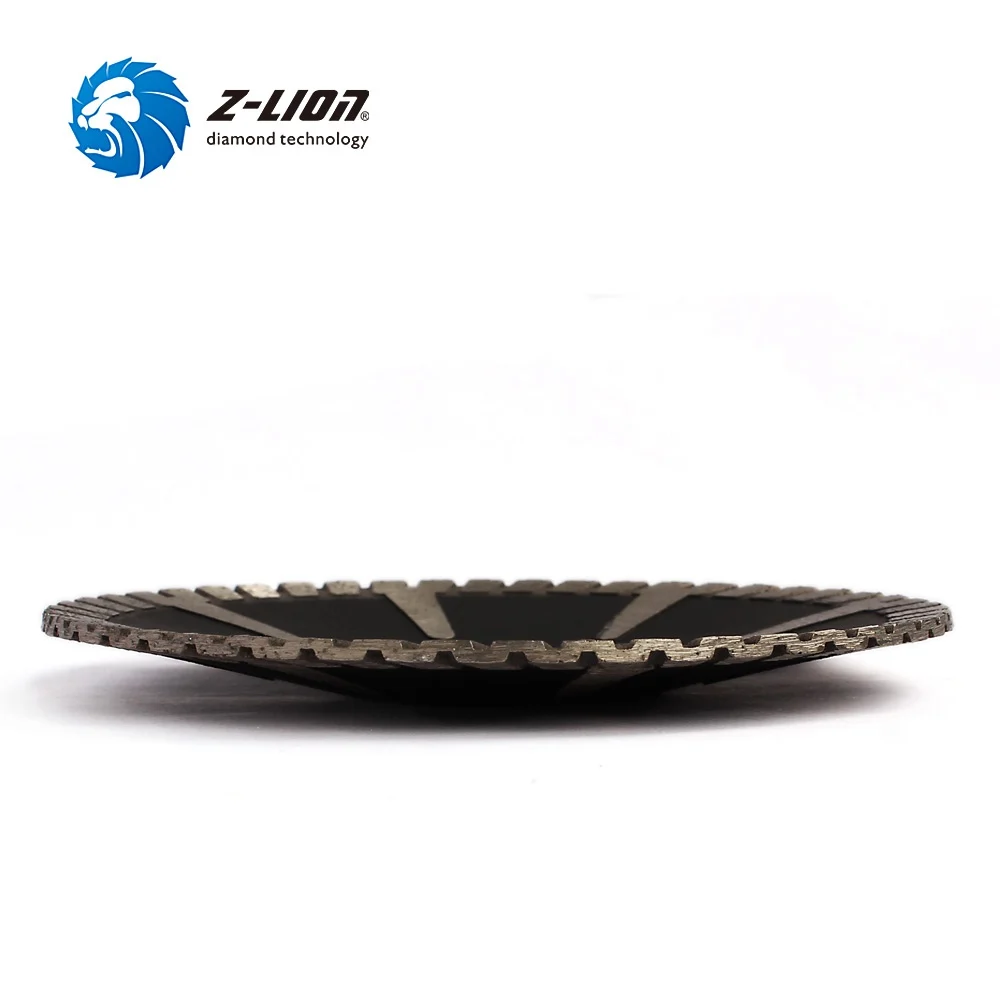 Z-LION 5 Inch Concave Curved Diamond Cutting Disc Turbo Rim Saw Blade For Granite Marble Stone Arbor 22.23 Or 16mm Turbo Wheel