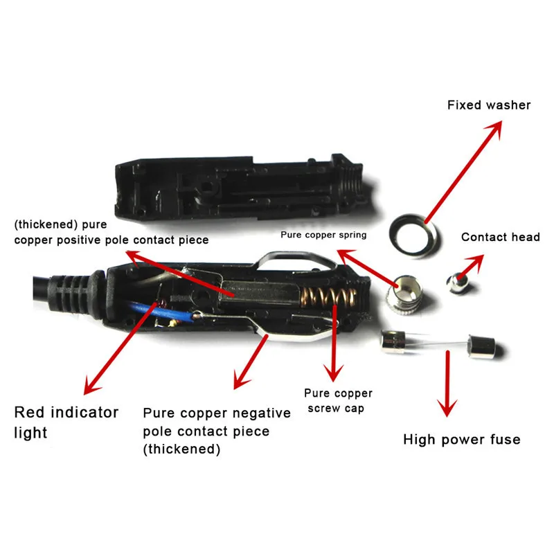 12V/24V Auto LED Male Cigarette Lighter Socket Connector With 20A Fuse Car Electronics