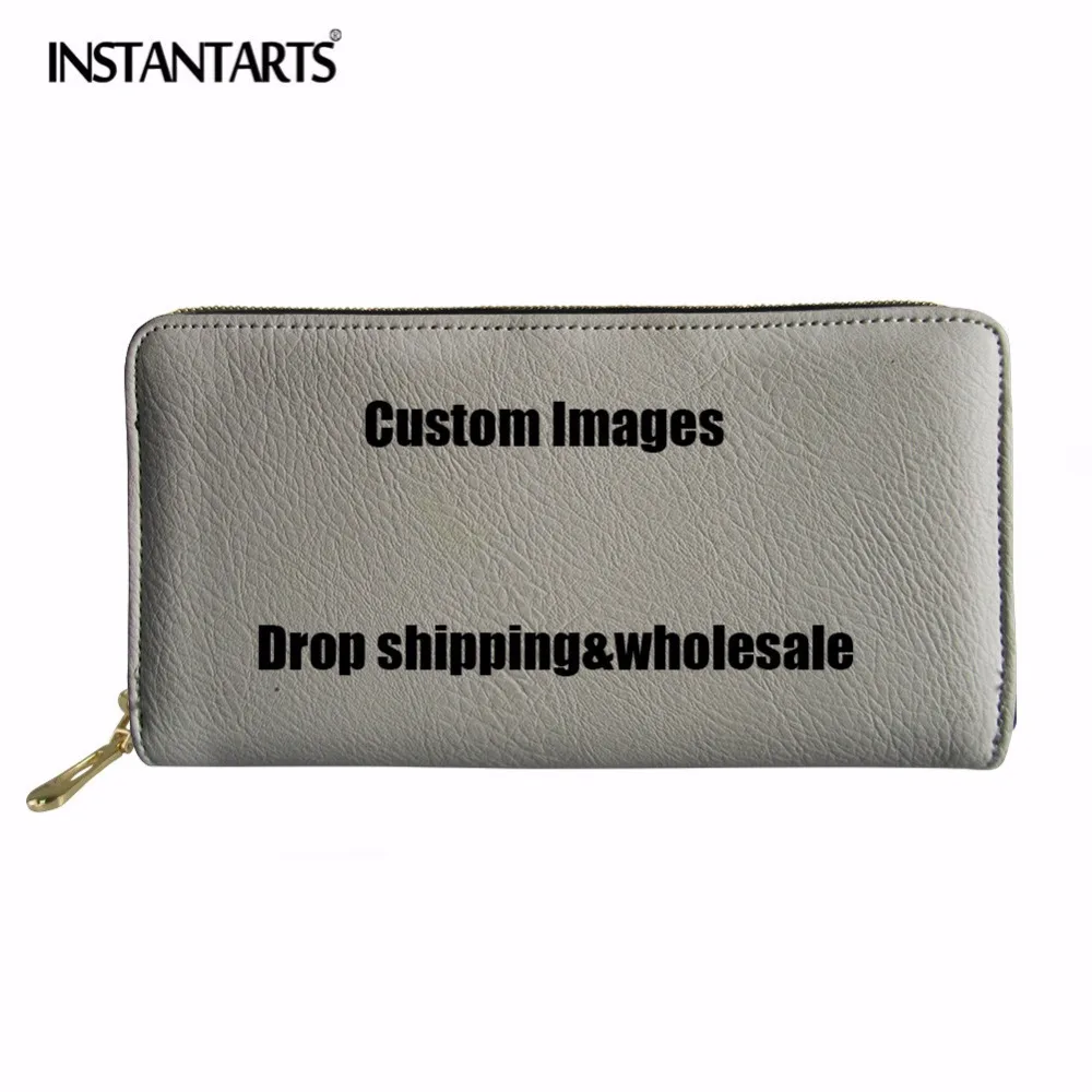 INSTANTARTS Fashion Women Wallet Luxury Brand Long Zipper Purse Bags Female Custom Images or Logos Drop Shipping and Wholesale