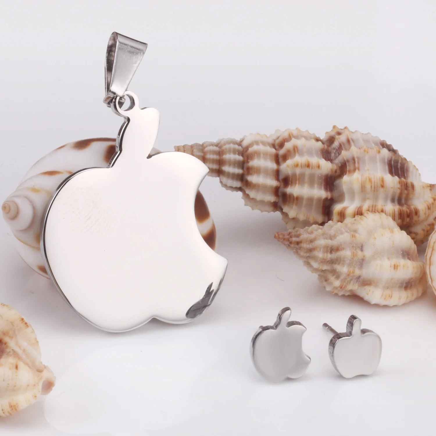 LUXUSTEEL aretes Cute Apple Earrings Stainless Steel  Anti Allergic Necklace 2020 Collars Choker Accessories Party Wholesale