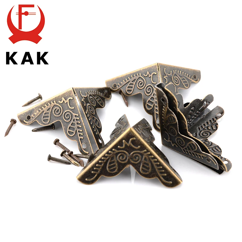 30PCS 3.6x2.4cm Luggage Case Box Corners Brackets Decorative Corner For Furniture Decorative Triangle Rattan Carved Hardware