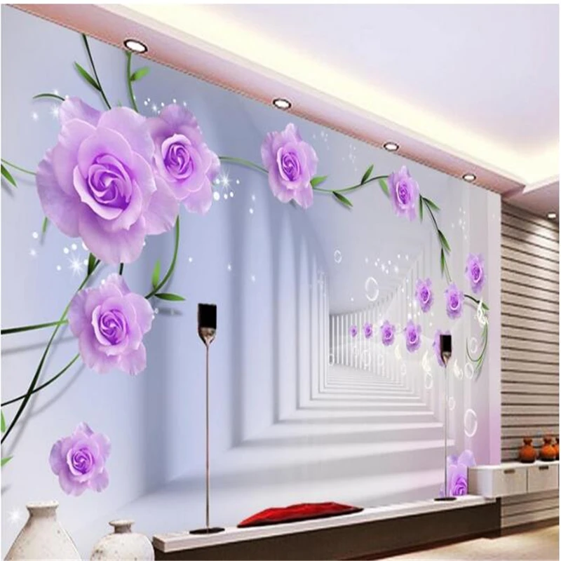 wallpaper for walls Modern fashion rose 3D stereo TV background wall papel de parede