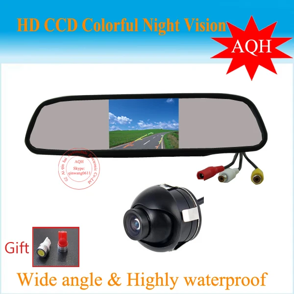 

Promotion Night Vision Car Rear View Camera With 4.3 inch Color LCD Car Mirror Monitor Free Shipping