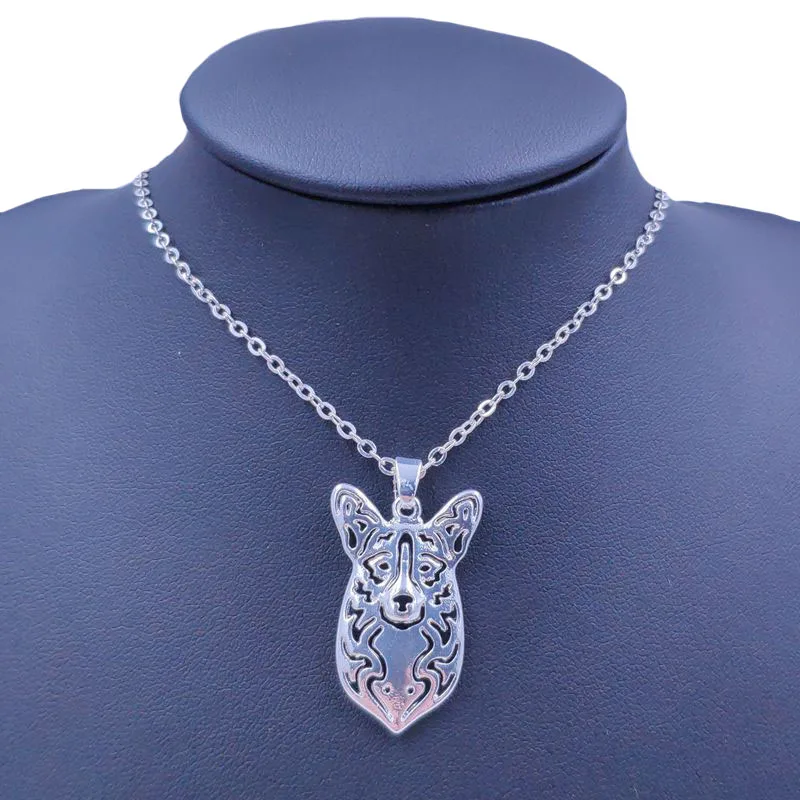 Cute Welsh Corgi Necklace Dog Animal Pendant Gold Silver Plated Jewelry For Women Male Female Girls Ladies Kids Boys N099