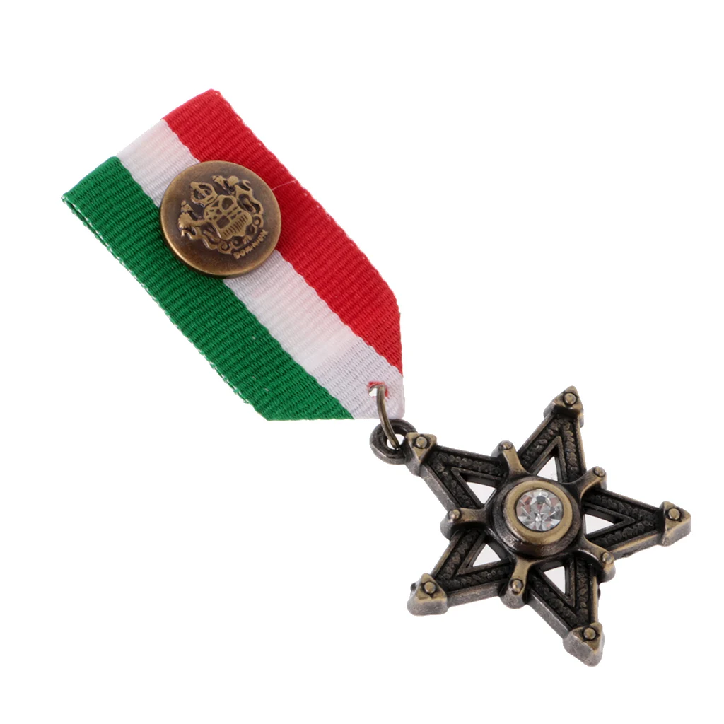 2 Pieces Vintage Mens Gift Star Medal Badge Clothing Costume Navy Brooch Pin