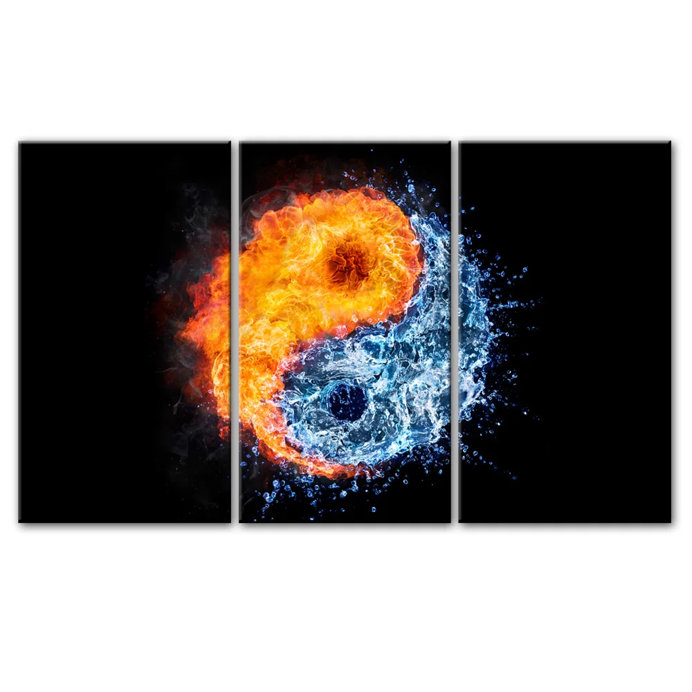 

Abstract Fire And Water Canvas Paintings Yin Yang Concept Wall Art Canvas Prints Modular Pictures For Living Room Wall Decor