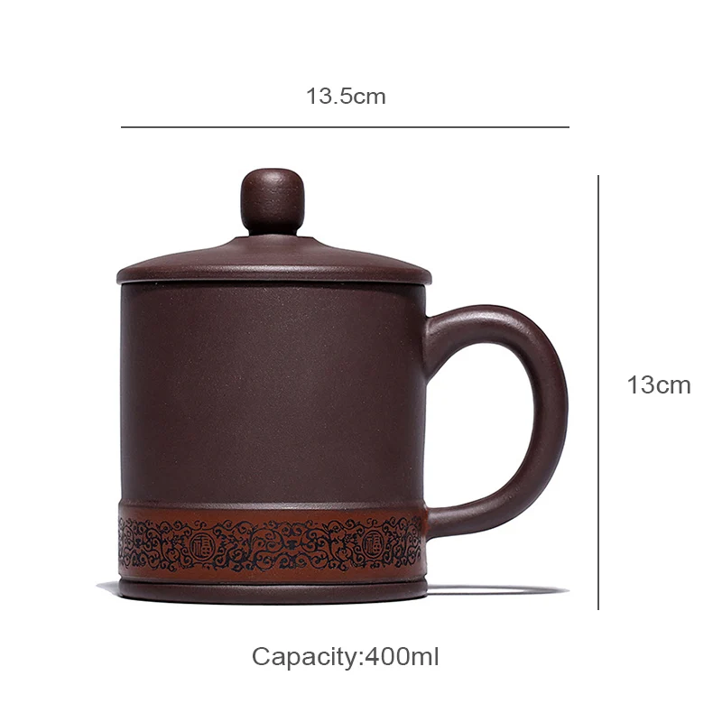 PINNY 400ML Yixing Purple Clay Tea Mugs Traditional Chinese Hand Made Tea Cups Natural Ore Portable Tea Set Purple Sand Crafts