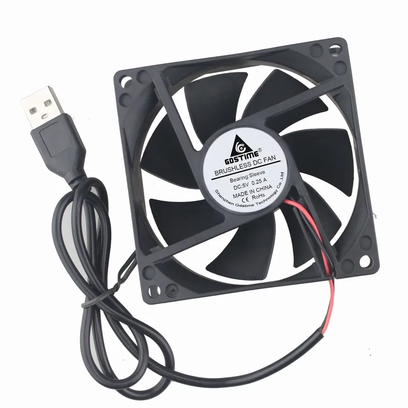 10 Pcs Gdstime USB 80x80x25mm 8025 PC DC 5V Fan 80mm x 25mm Computer Case Heatsink CPU Cooling Fan 8cm