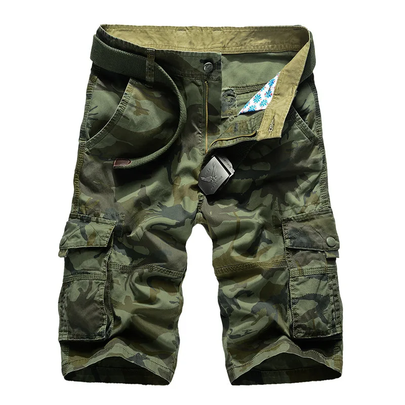 Shorts masculinos casuais de camuflagem, shorts masculinos soltos para trabalho, calças curtas militares, plus size 29-44, novo, 2022