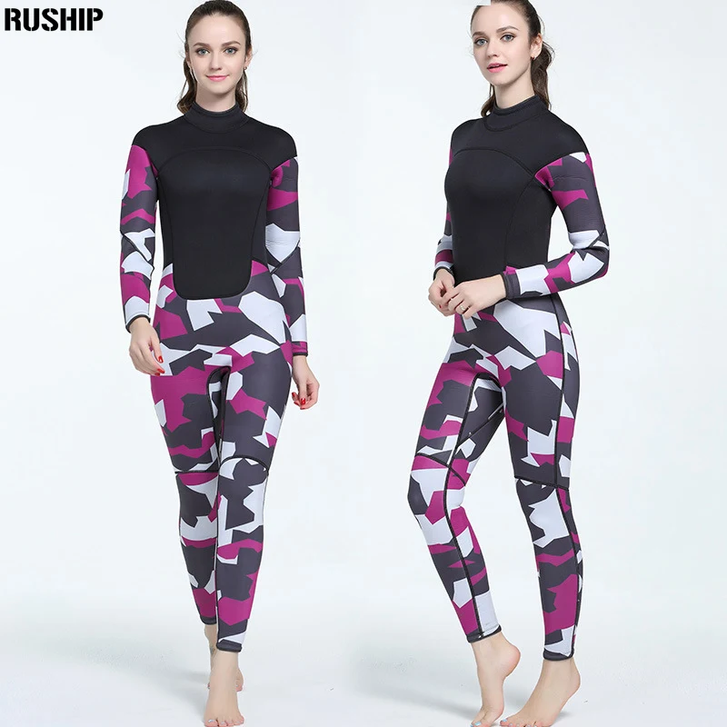 3MM Neoprene High Quality Women Diving Suit Wetsuit Color Stitching Surf Equipment Jellyfish Clothing Long-Sleeved Piece Fitted