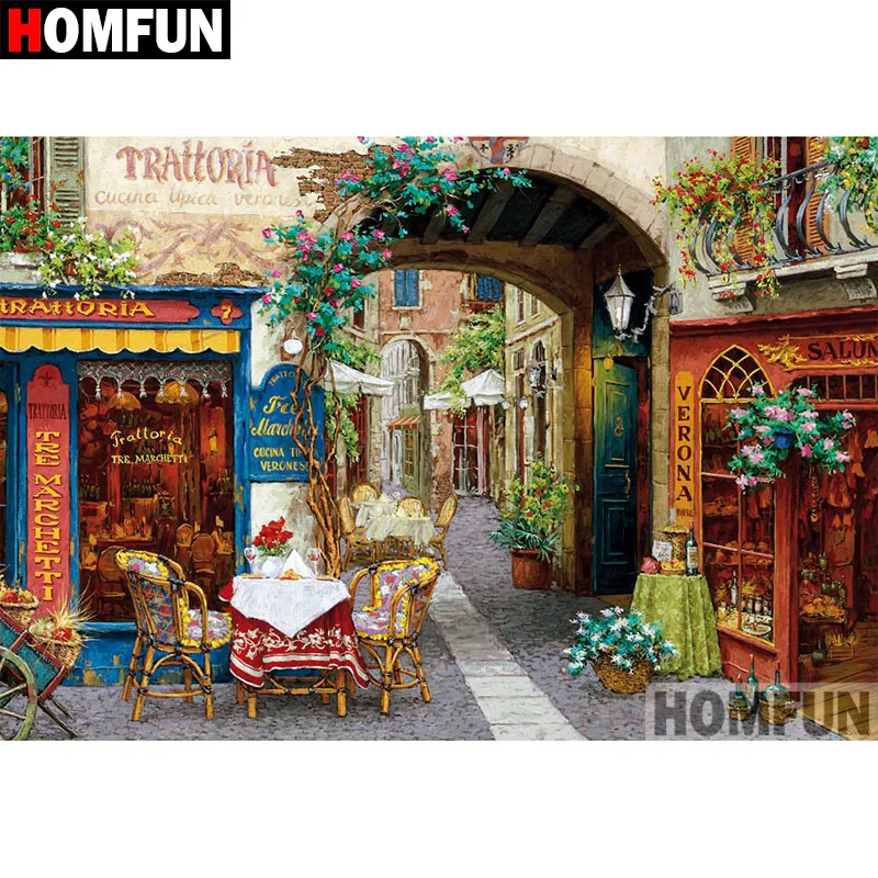 

HOMFUN Full Square/Round Drill 5D DIY Diamond Painting "Scenic town" Embroidery Cross Stitch 5D Home Decor Gift A08747