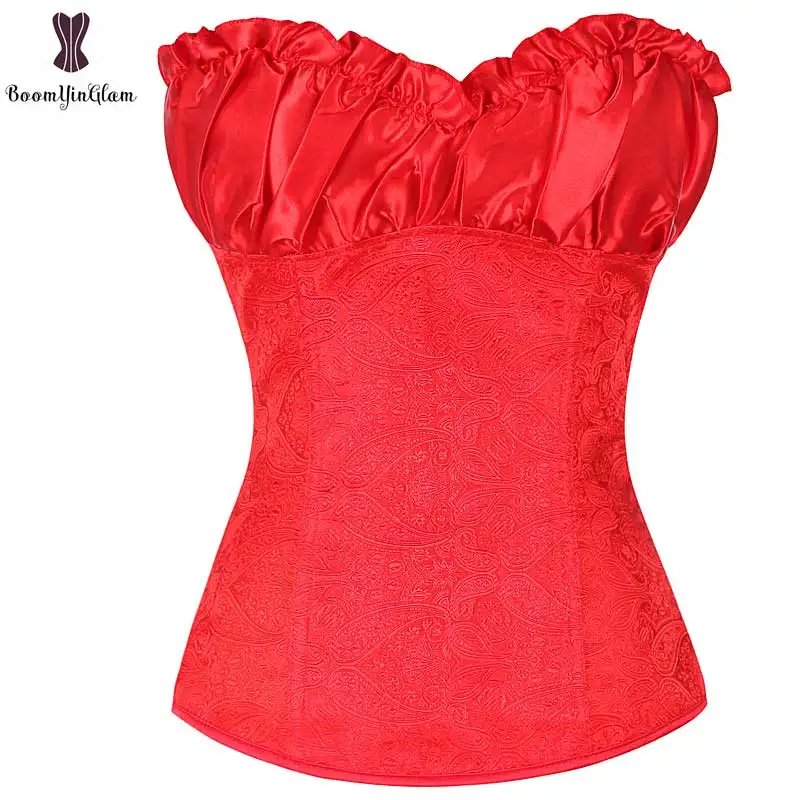 

Fashion design 2 colors choices zipper side waist trainer body shaper brocade bridal bustier and corset size s-6xl Gorset 864