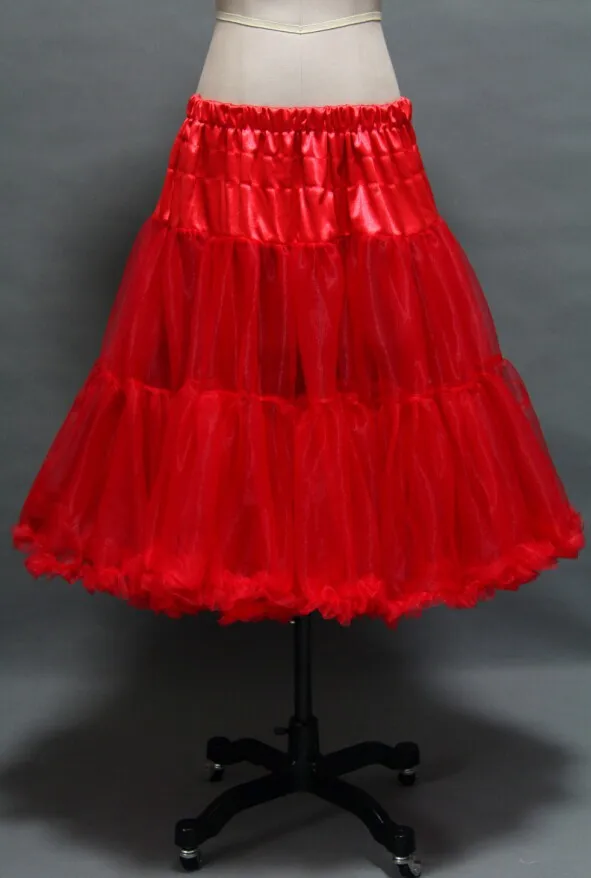 ในสต็อก Ruffled Petticoats สีสันสีแดงรุ่น1950S Vintage Tulle ภายใต้กระโปรงสำหรับงานแต่งงาน