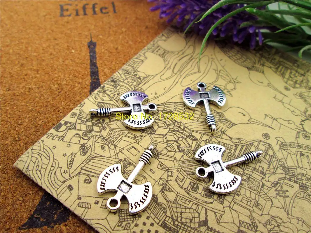 

20pcs battle axe Charms Antiqued Silver Tone battle axe charm pendants 24x16mm