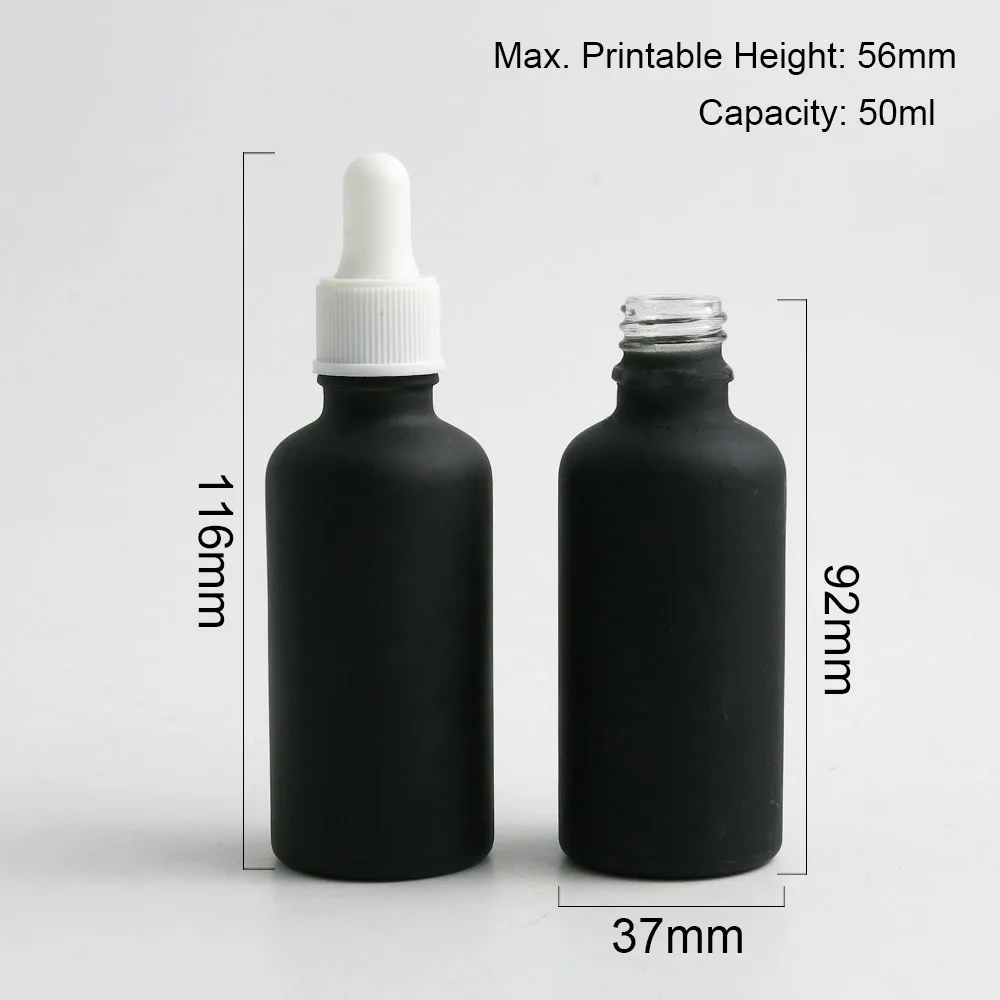 ขวดน้ำหอมแก้วสีดำแบบพกพาขนาด 50 มล. จำนวน 10 ขวด แบบด้าน/เรียบ พร้อมหลอดหยด สำหรับน้ำมันหอมระเหย สารเคมี น้ำหอม และเครื่องสำอาง