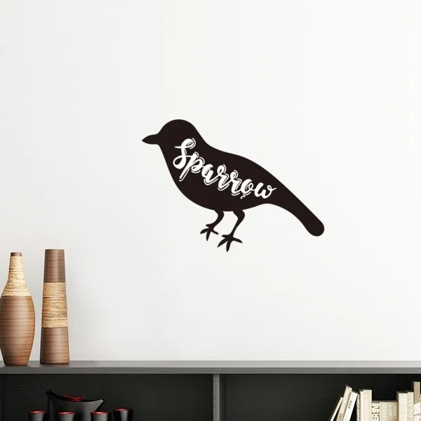 Sparrow Black And White Animal Removable Wall Sticker Art Decals Mural DIY Wallpaper for Room Decal