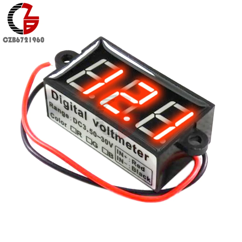 DC 3.5V-30V IP68 Waterproof LED Digital Voltmeter Voltage Meter Motorcycle Electric Bicycle Volt Tester Detector Monitor 12V 24V