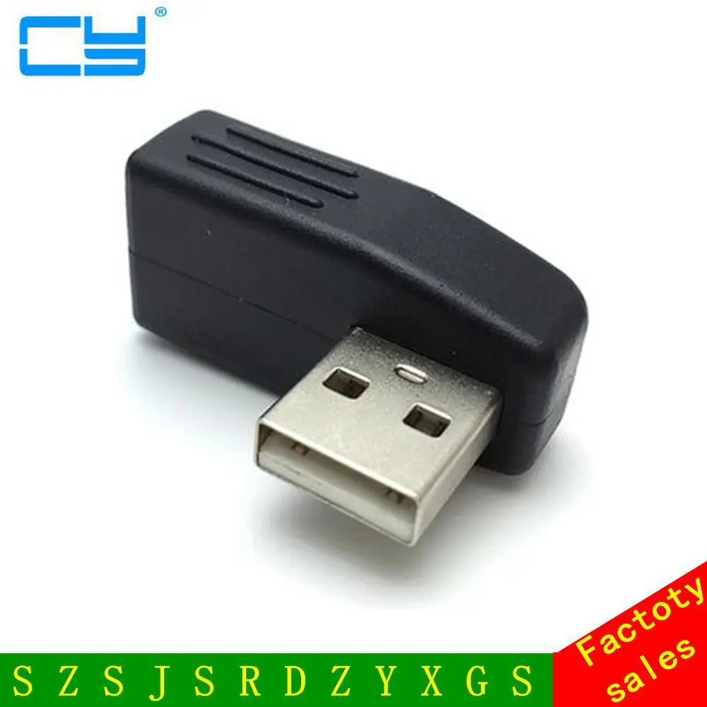 Usb2.0 um macho para fêmea 90 graus adaptador preto volta