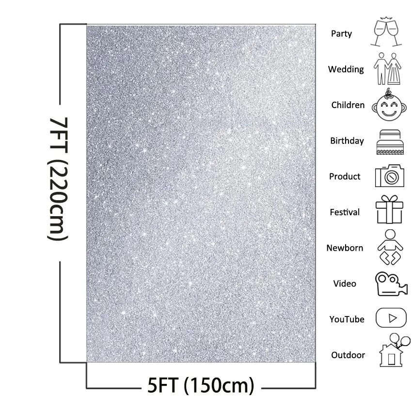 Silver Glitter Photography Backdrop Sparkly Party Backdrops Photobooth Photo Studio Kids Baby Portrait Background Props