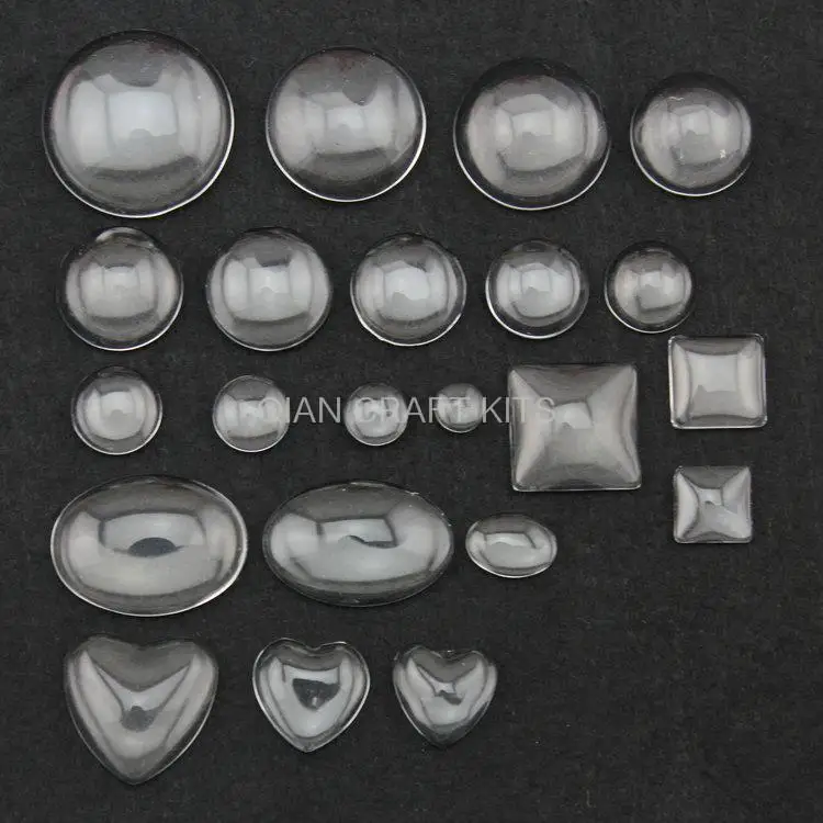 Set of 100 pcs Clear Glass Oval,Square,heart,Circle Transparent Cabochon Cab Cameo settings Glass Cover glass domes BL0036