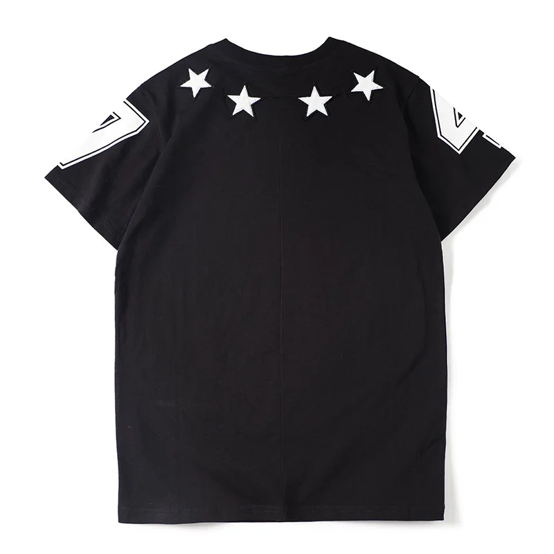 New Novelty 2019 Men Embroidery stars 7 4 T Shirts T-Shirt Hip Hop Skateboard Street Cotton T-Shirts Tee Top Kenye #32