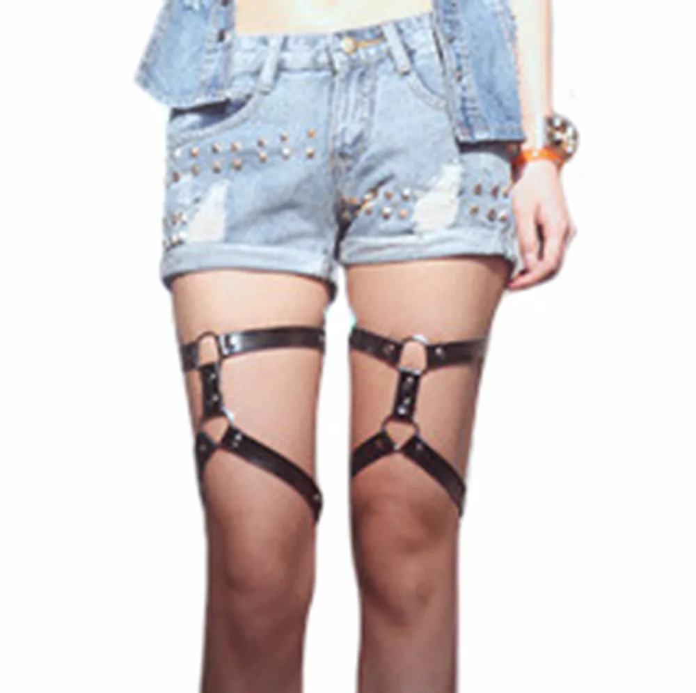 

Rock Pub Girls Garter Belt Sexy 2 Layers Harajuku Women Punk Leg Ring Thigh Harness Garter Anime Suspender Belt