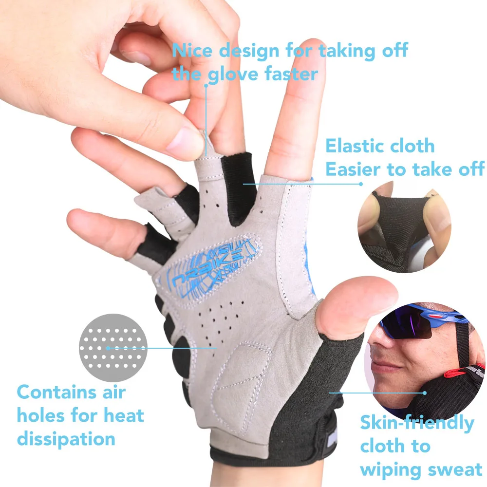 Anti Slip Gel Pads Cycling Gloves Half Finger Sport Shockproof Accessories for Summer Mountain Bike Riding Men and Women