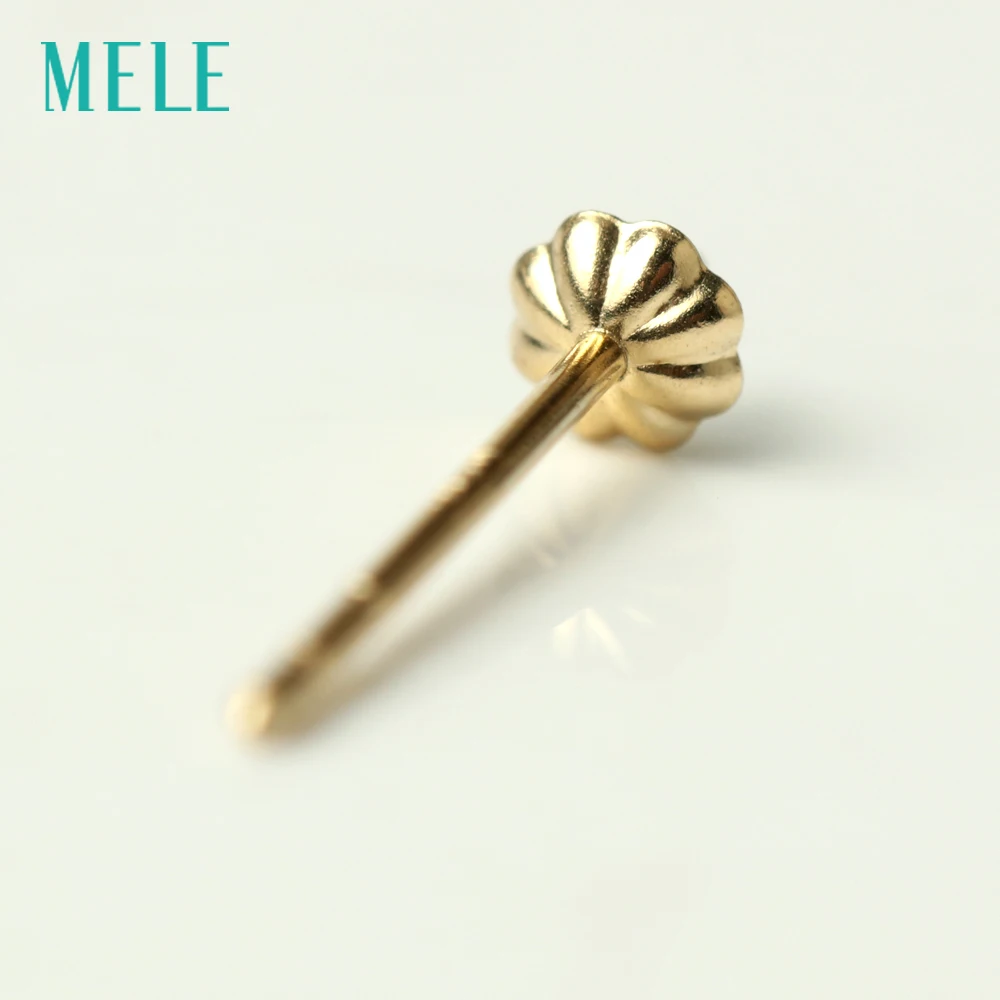 18K Gold Earring Needle Accessories 18K Gold Ear Bar For Earring 13X3mm DIY Jewelry Accessories Gemstone Pearl Beads Bowl Holder