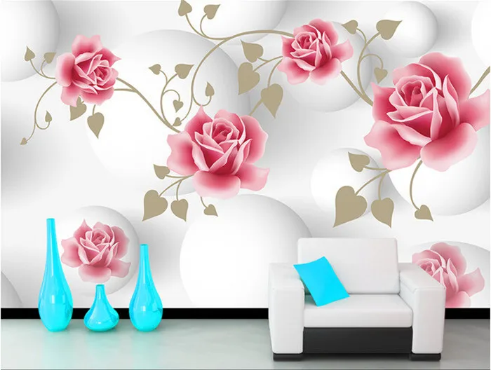 

Custom Simple pink rose murals papel de parede,hotel restaurant coffee shop living room sofa TV wall bedroom 3d wallpaper flower