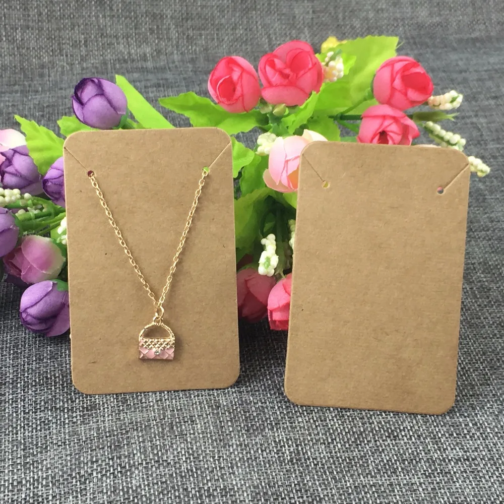 

New Style 200pcs/lot 8.8*5.6cm Blank Necklace&Earring Card Jewelry Kraft Classic Display Cards For Pendant Accept Custom Logo