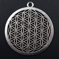 2pcs Silver Plated Large Flower of Life Metal Pendant Retro Necklace Accessories DIY Charms For Jewelry Crafts Making 42*40mm