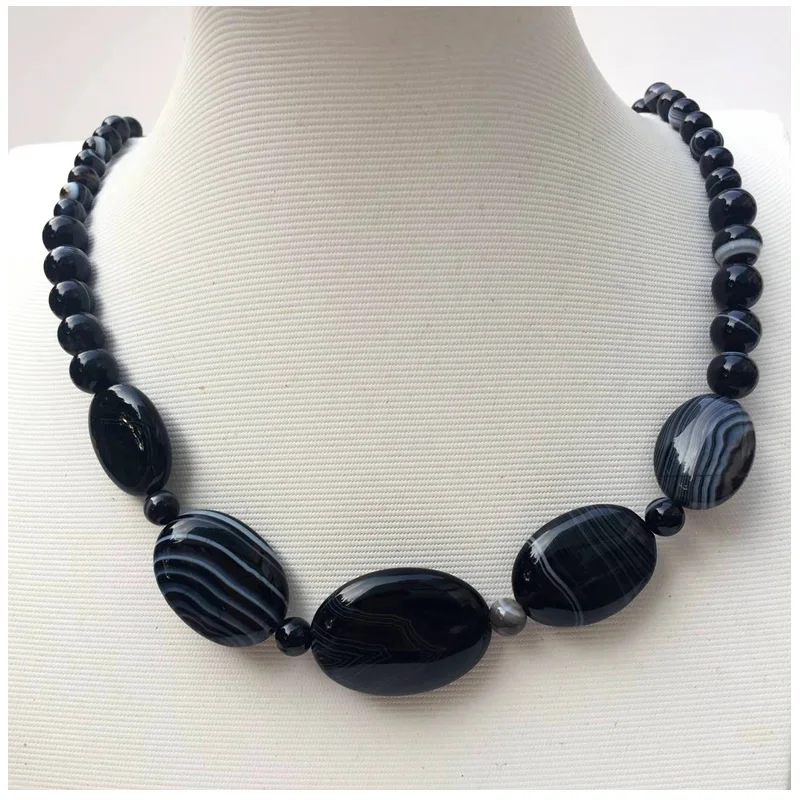 Onyx bead chain charm Fashion Jewelry Mulitcolor Carnelian Round Oval beads Woman Men Necklace 21.5 \