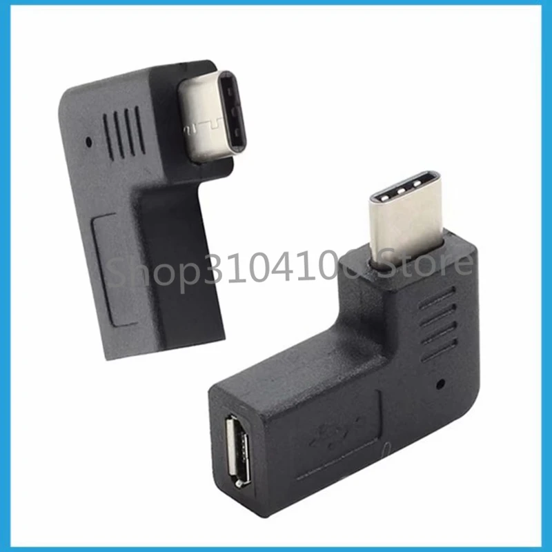 USB-C Tipo-C 3.1 Maschio a Micro USB 2.0 Adattatore dati femmina a 5 pin Design a gomito con connettore accoppiatore ad angolo di 90 gradi