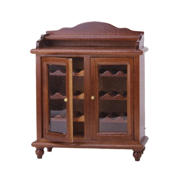 1/12 miniature per casa delle bambole mobili per soggiorno armadietto per vino in legno-giocattoli classici in noce giochi di imitazione giocattoli per mobili di simulazione