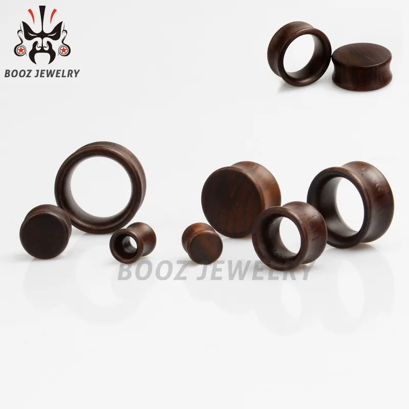 KUBOOZ Piercing Walnut Wood Ear Piercing Body Jewelry Stretcher Gagues Plug Tunnels Expander Fashion Jewelry Earring Gift 0G 00G