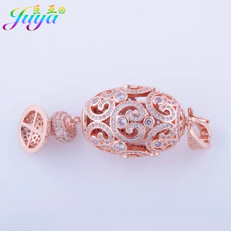 Juya DIY Cubic Zirconia Hollow Heart Pattern Connector Pendant Accessories For Women Pearls Tassels Needlework Jewelry Making