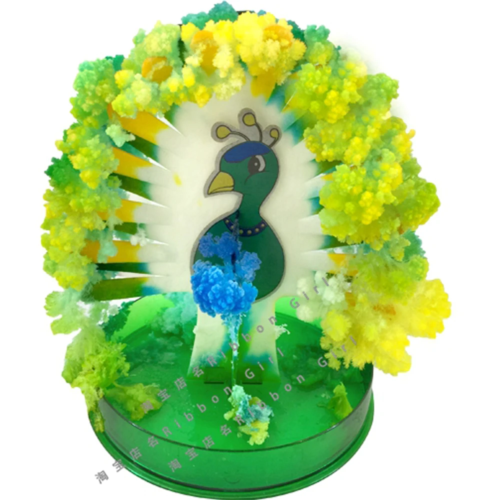 

135mm H Multicolor Mystic Paper Growing Peacock Tree Magic Christmas Firebird Trees Educational Kids Science Toys For Children