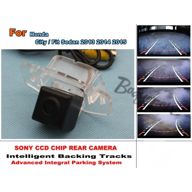 

For Honda City / Fit Sedan 2013 2014 2015 Smart Tracks Chip Camera / HD CCD Intelligent Dynamic Parking Car Rear View Camera