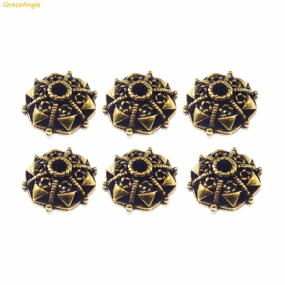 GraceAngie 10pcs Vintage Style Spacer Beads Metal Antique Bronze Handmade Loose Beads DIY Crafts Jewelry Bracelet Findings