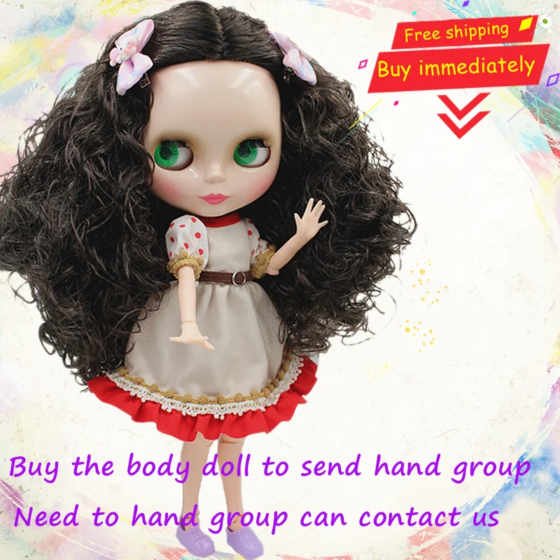 

Free shipping Blygirl doll black curls 30cm white Blyth doll body joints joint 19