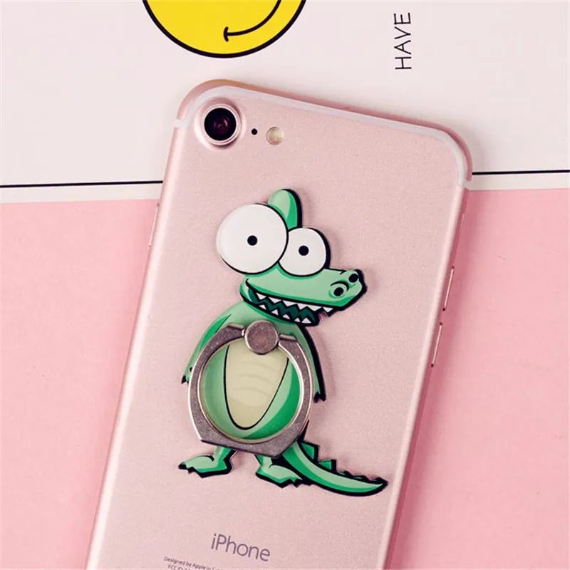 Cute Cartoon Ring Finger uchwyt na telefon komórkowy zwierząt 360 stopni telefon pierścień uniwersalny metalowy uchwyt stojak Smartphone dla iphone